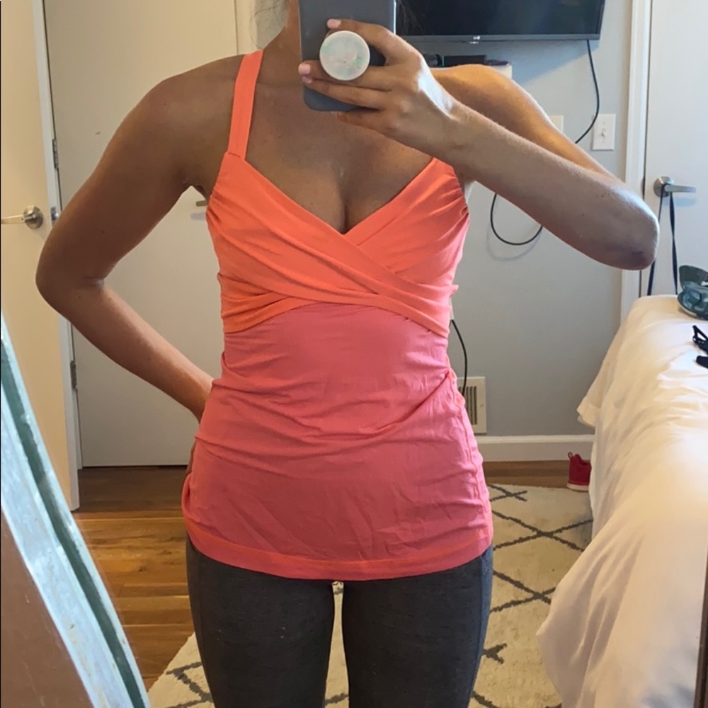 lululemon built in bra racerback tank neon pink
